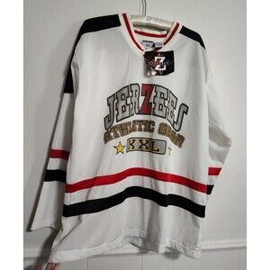 Vintage 90s Jerzees Athletic Gear L White Coloblock Jersey NHL Snoop NWT NOS